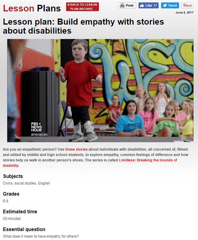 Build Empathy with Stories About Disabilities Lesson Plans Center